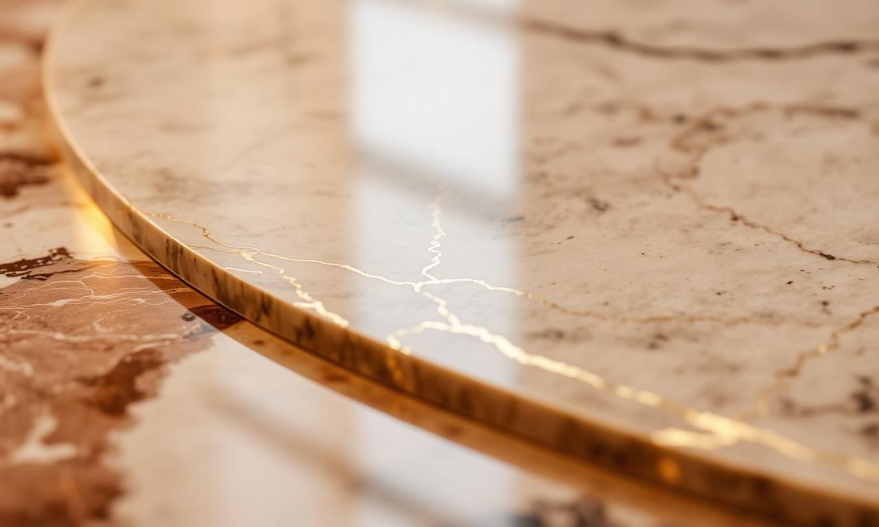 Polished marble and bronze detail
